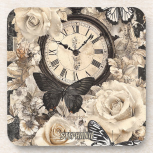 Dessous-de-verre Compas vintage et papillon - Papier rustique (4)