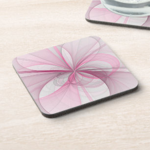 Dessous-de-verre Conception Abstraite de fractal rose pâle moderne