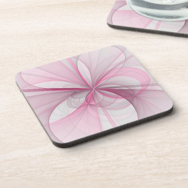 Dessous-de-verre Conception Abstraite de fractal rose pâle moderne (Côté gauche)