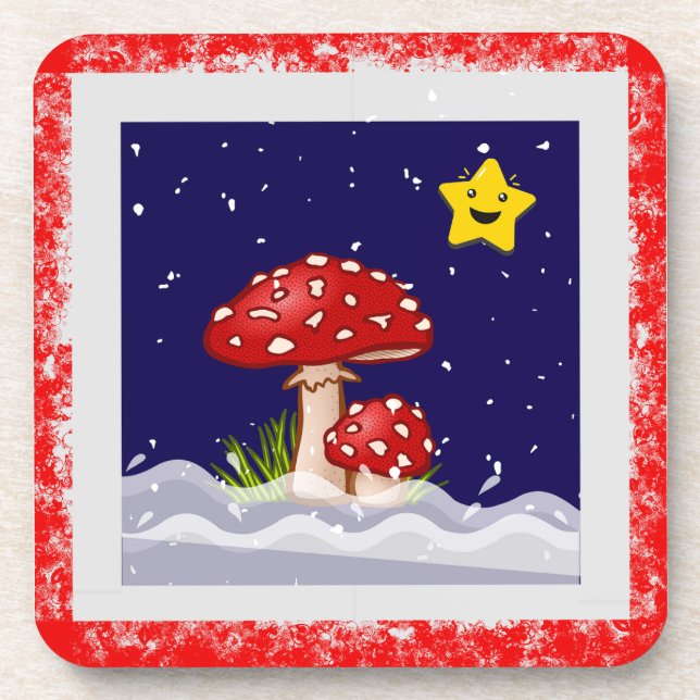 Dessous-de-verre conception champignons de Noël  (Devant)