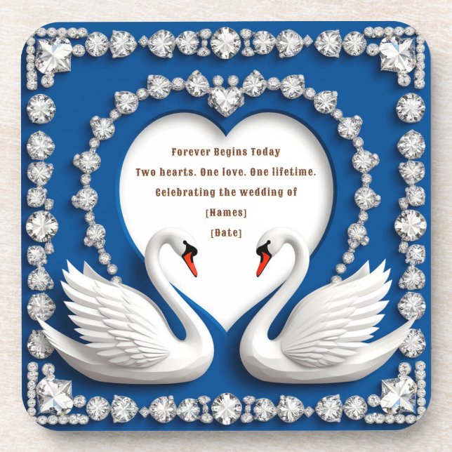 Dessous-de-verre Conception d'arche de mariage amour cygne diamant  (Devant)
