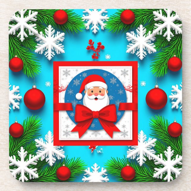 Dessous-de-verre Conception de carte de Noël mettant en vedette le  (Devant)