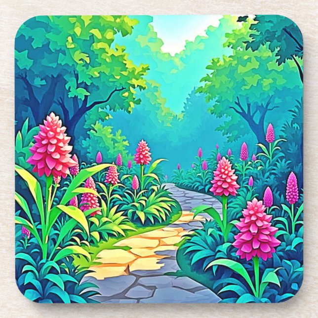 Dessous-de-verre Conception de chemin de jardin magique (Devant)