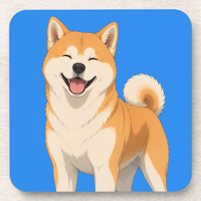 Dessous-de-verre Conception de chien Akita heureux (Devant)