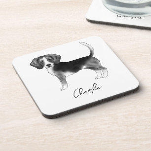 Dessous-de-verre Conception de chien Beagle en noir et blanc avec t