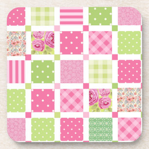 Dessous-de-verre Conception de courtepointe avec pois de polka fleu