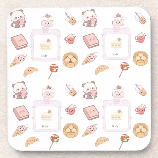 Dessous-de-verre Conception de dessert friandises rose mignon (Devant)