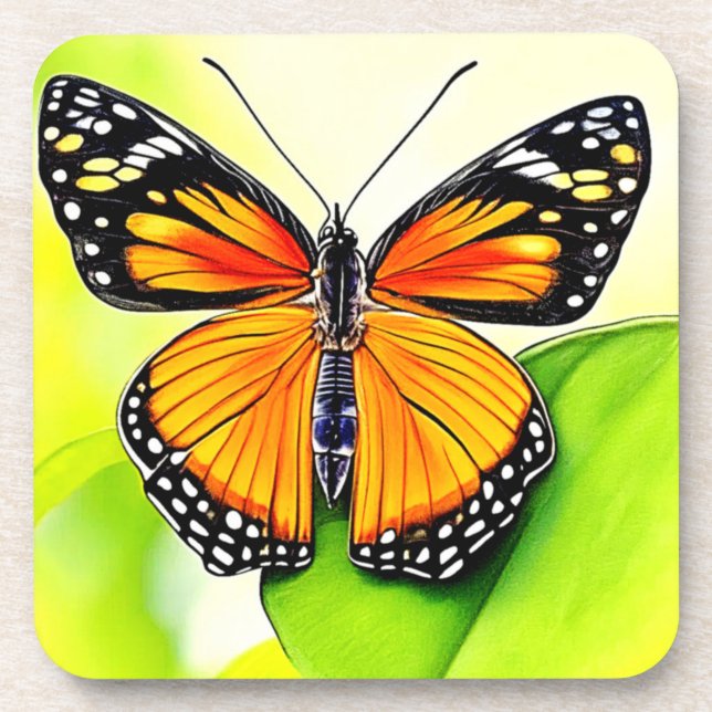 Dessous-de-verre Conception de détail d'aile de papillon (Devant)