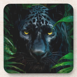 Dessous-de-verre Conception de faune de jungle de panthère noire my