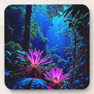 Dessous-de-verre Conception de Fleur de Jungle Lumineuse Mystique