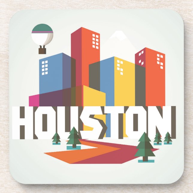 Dessous-de-verre Conception de Houston, paysage urbain du Texas | (Devant)