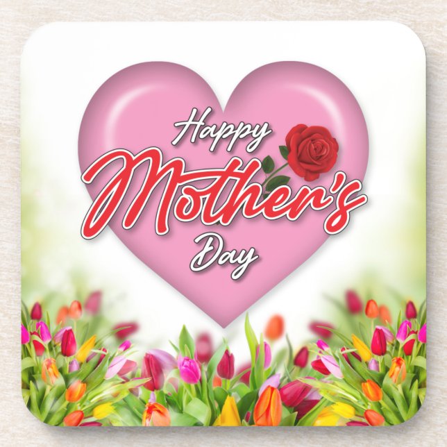 Dessous-de-verre Conception de la fête des mères élégante (Devant)