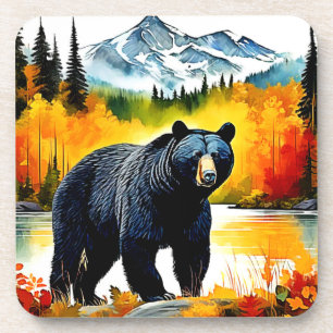 Dessous-de-verre Conception de la rivière de l'ours noir