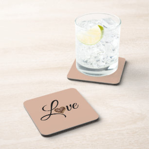 Dessous-de-verre Conception de l'amour de coeur léopard Glam