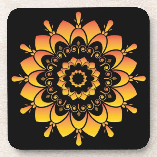 Dessous-de-verre Conception de mandala unique doré (Devant)