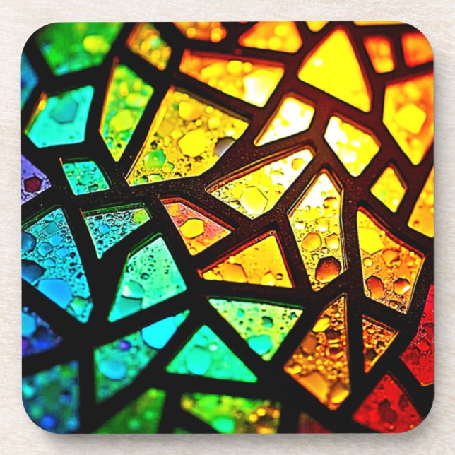 Dessous-de-verre Conception de mosaïque lumineuse abstraite vibrant (Devant)