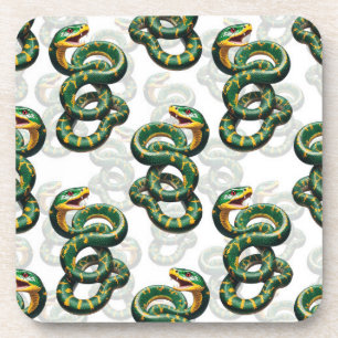 Dessous-de-verre Conception de motif de serpents - Blanc 