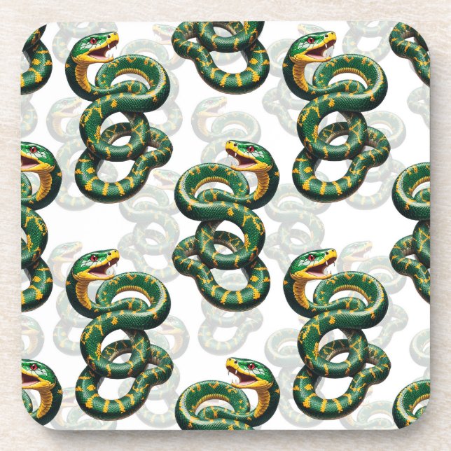 Dessous-de-verre Conception de motif de serpents - Blanc  (Devant)
