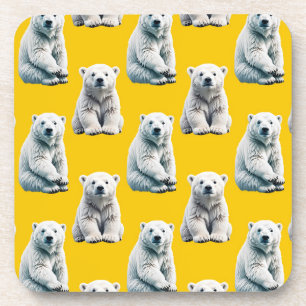 Dessous-de-verre Conception de motif d'ours polaire jaune