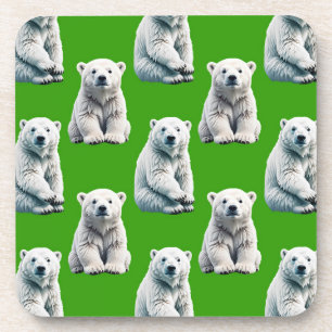 Dessous-de-verre Conception de motif d'ours polaire vert