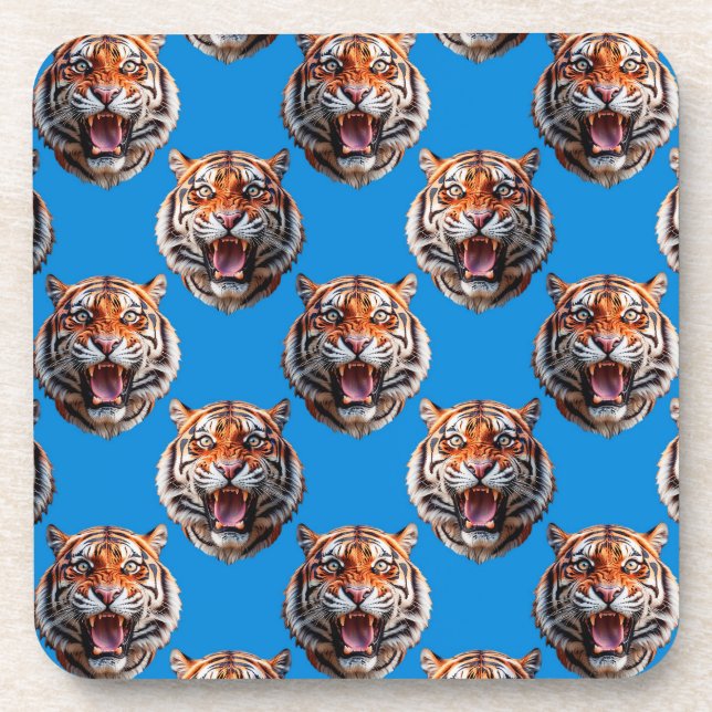 Dessous-de-verre Conception de motif tête de tigre bleu (Devant)