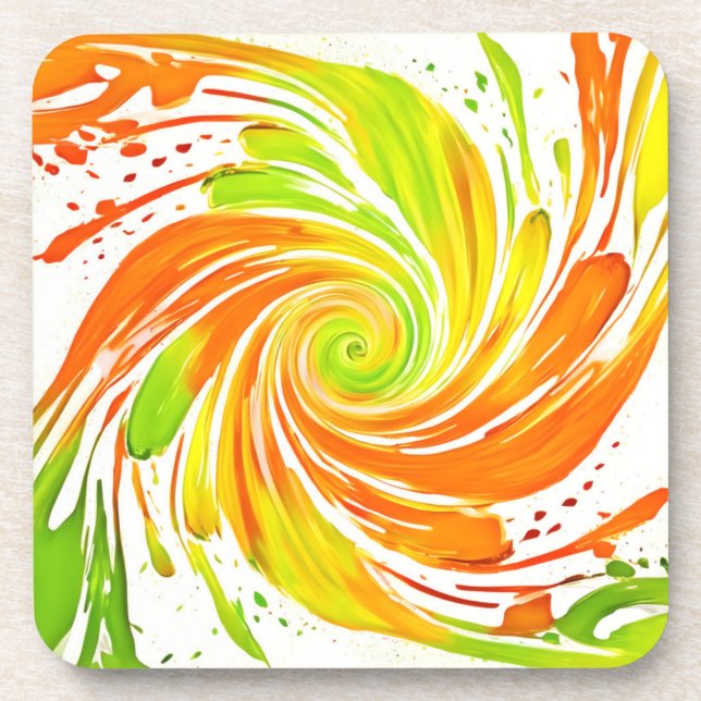 Dessous-de-verre Conception de spirale verte et orange (Devant)