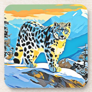 Dessous-de-verre Conception de Stance Léopard de Montagne Neige