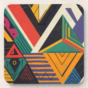 Dessous-de-verre Conception de triangles de couleurs vives avec mot