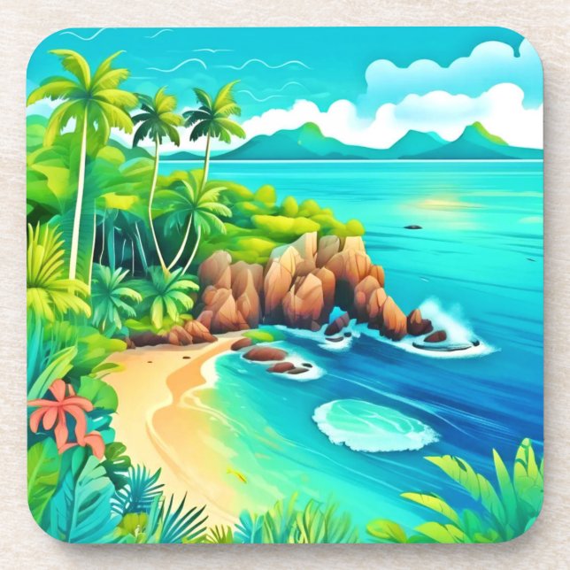 Dessous-de-verre Conception des lisses de la côte tropicale (Devant)