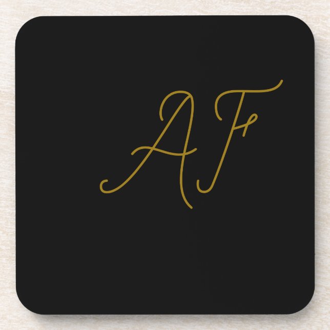 Dessous-de-verre Conception d'initiales de monogramme gris or moder (Devant)