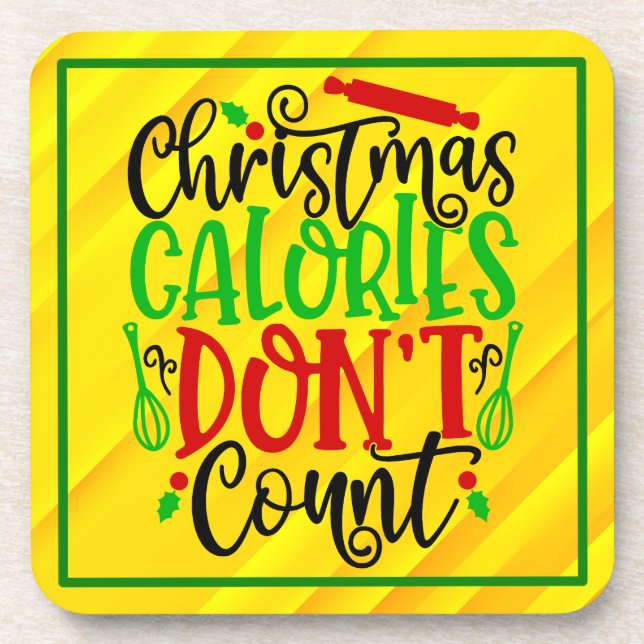 Dessous-de-verre Conception drôle de Noël : les calories ne compten (Devant)
