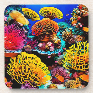 Dessous-de-verre Conception dynamique du jardin de corail tropical