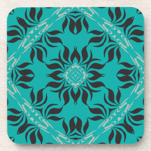 Dessous-de-verre Conception élégante de kaléidoscope, Aqua, Noir, G