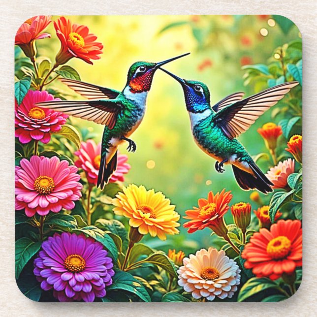 Dessous-de-verre Conception magique de colibri aux tons bijoux (Devant)