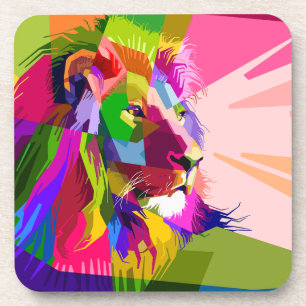 Dessous-de-verre Conception Pop Art Prismatique Colorée Lion-62501