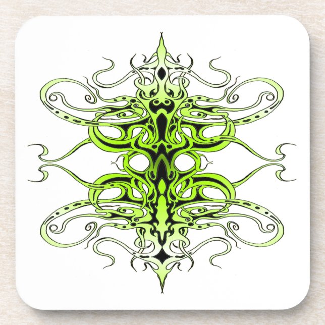 Dessous-de-verre Conception Tribale de l'Empire Vert (Devant)