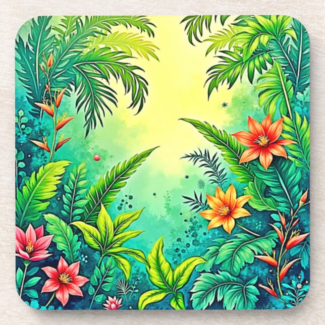Dessous-de-verre Conception Tropical Jungle Lush Paradise (Devant)
