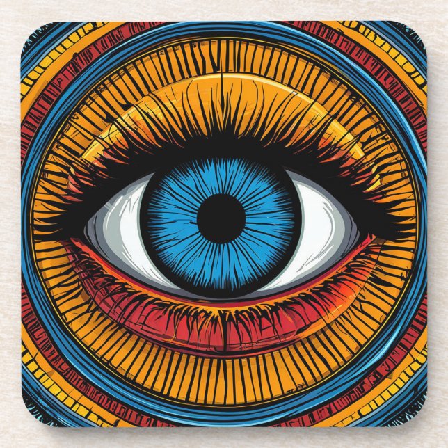 Dessous-de-verre Conception vibrante de mauvais œil artistique (Devant)