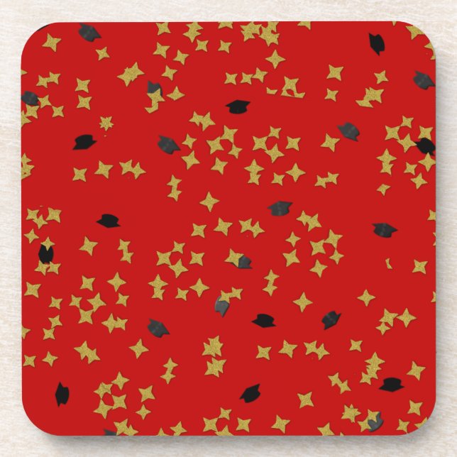Dessous-de-verre Confetti Red Graduation (Devant)