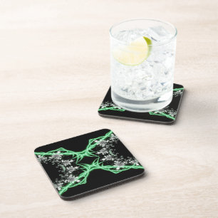Dessous-de-verre Confusion Art fractal vert et blanc