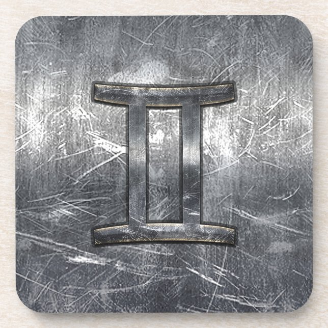 Dessous-de-verre Connexion Gemini Zodiac style acier industriel (Devant)