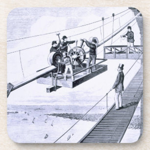 Dessous-de-verre Construction de pont de Brooklyn, New York (litho)