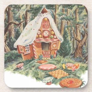 Dessous-de-verre Conte de fées vintage, maison en bonbons de Hansel
