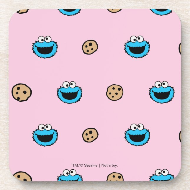 Dessous-de-verre Cookie Monster et motif rose Cookies (Devant)