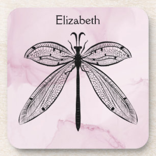 Dessous-de-verre Cool Dragonfly Cottagecore Nom rose