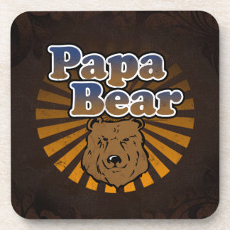 Dessous-de-verre Cool Papa Bear, Brown/Bleu/Gold Papa Cadeau