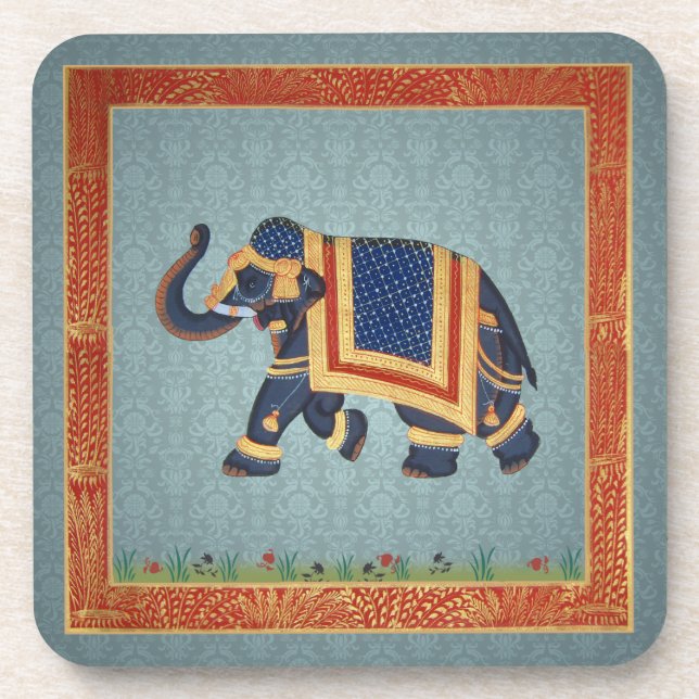 Dessous-de-verre Copie d'éléphant d'or de gris bleu de dessous de (Devant)
