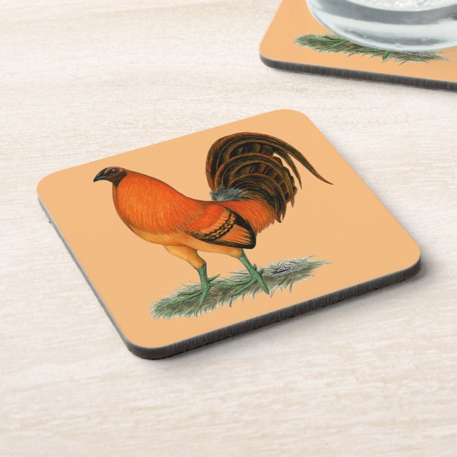Dessous-de-verre Coq de combat Ginger Rouge (Côté gauche)