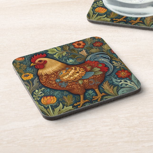 Dessous-de-verre Coq rétro chic poulet de campagne (Côté gauche)