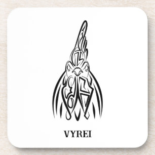 Dessous-de-verre Coq Tribal Noir et Blanc